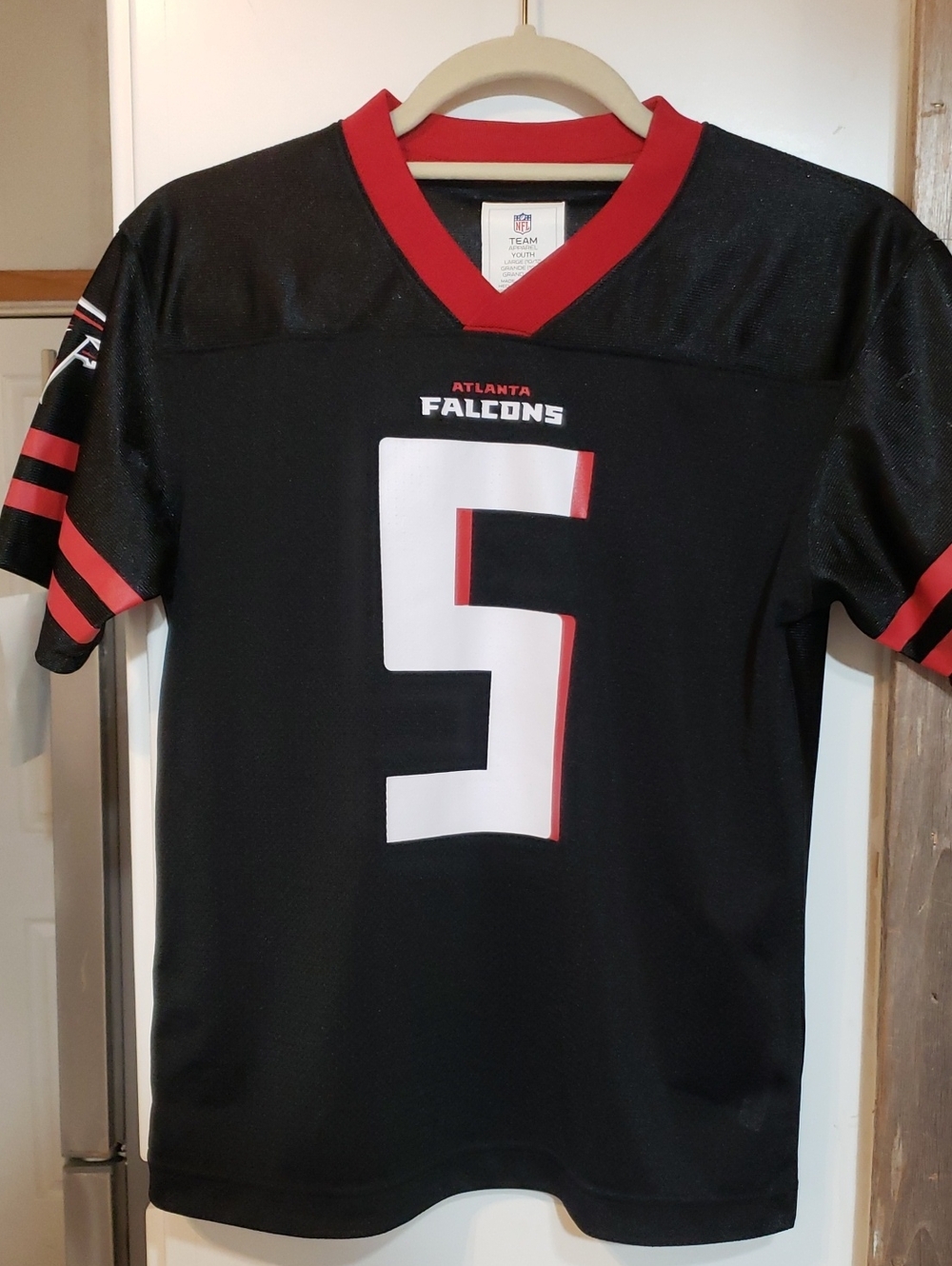 Youth Large Atlanta Falcons Drake London #5 Football Jersey Black/red